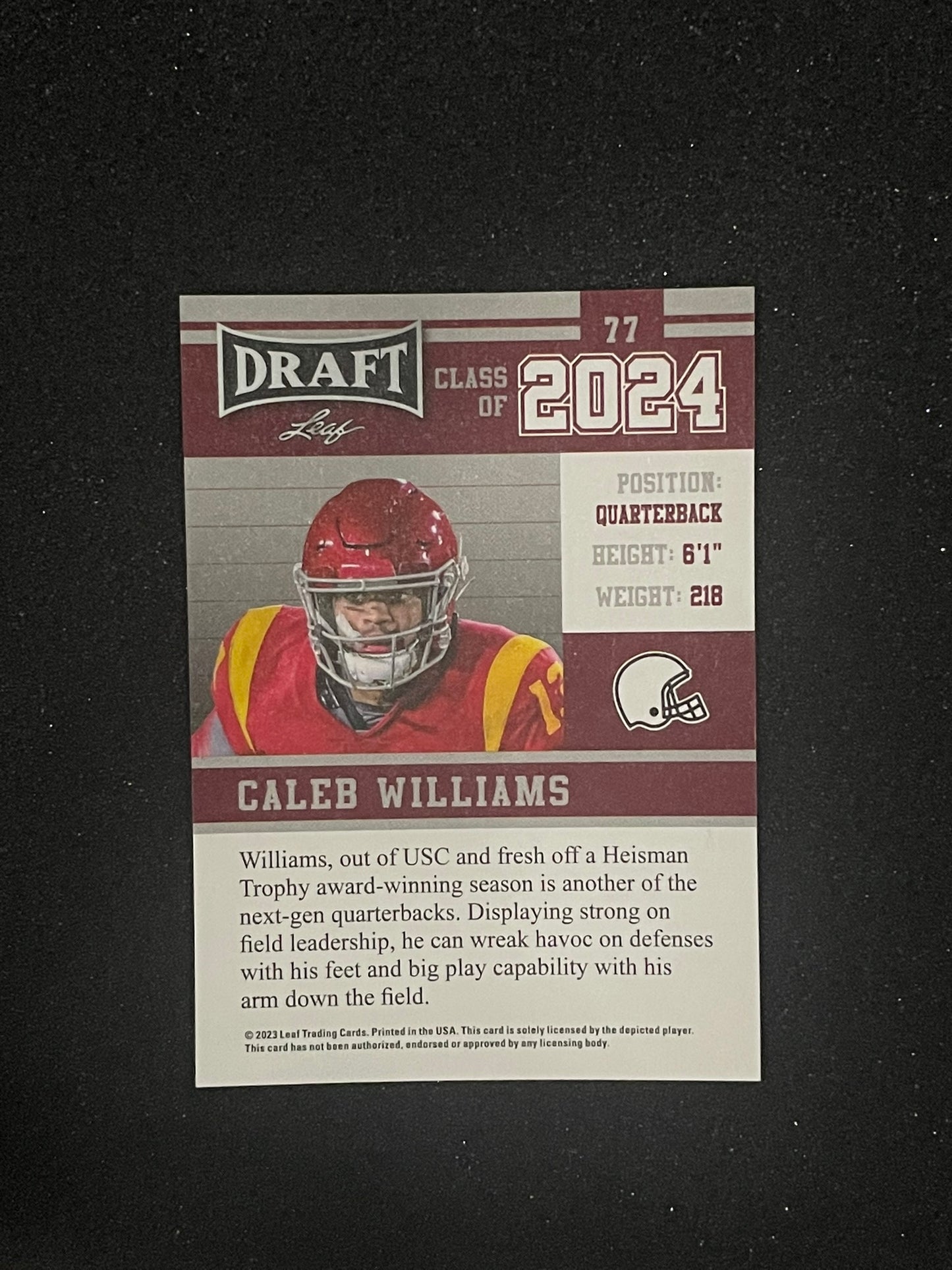 2023 Leaf Draft Caleb Williams “Class of 2024” Rookie Card – USC Trojans – Football