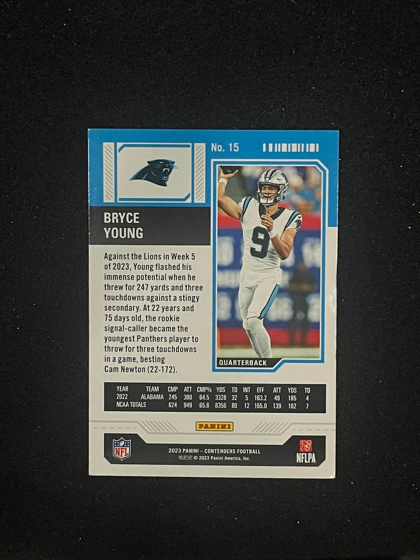 2023 Panini Contenders Bryce Young Rookie Card – Carolina Panthers