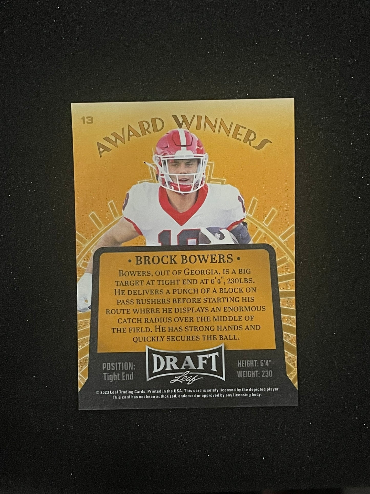2023 Leaf Draft Brock Bowers “Award Winners” – John Mackey Award | Georgia Bulldogs