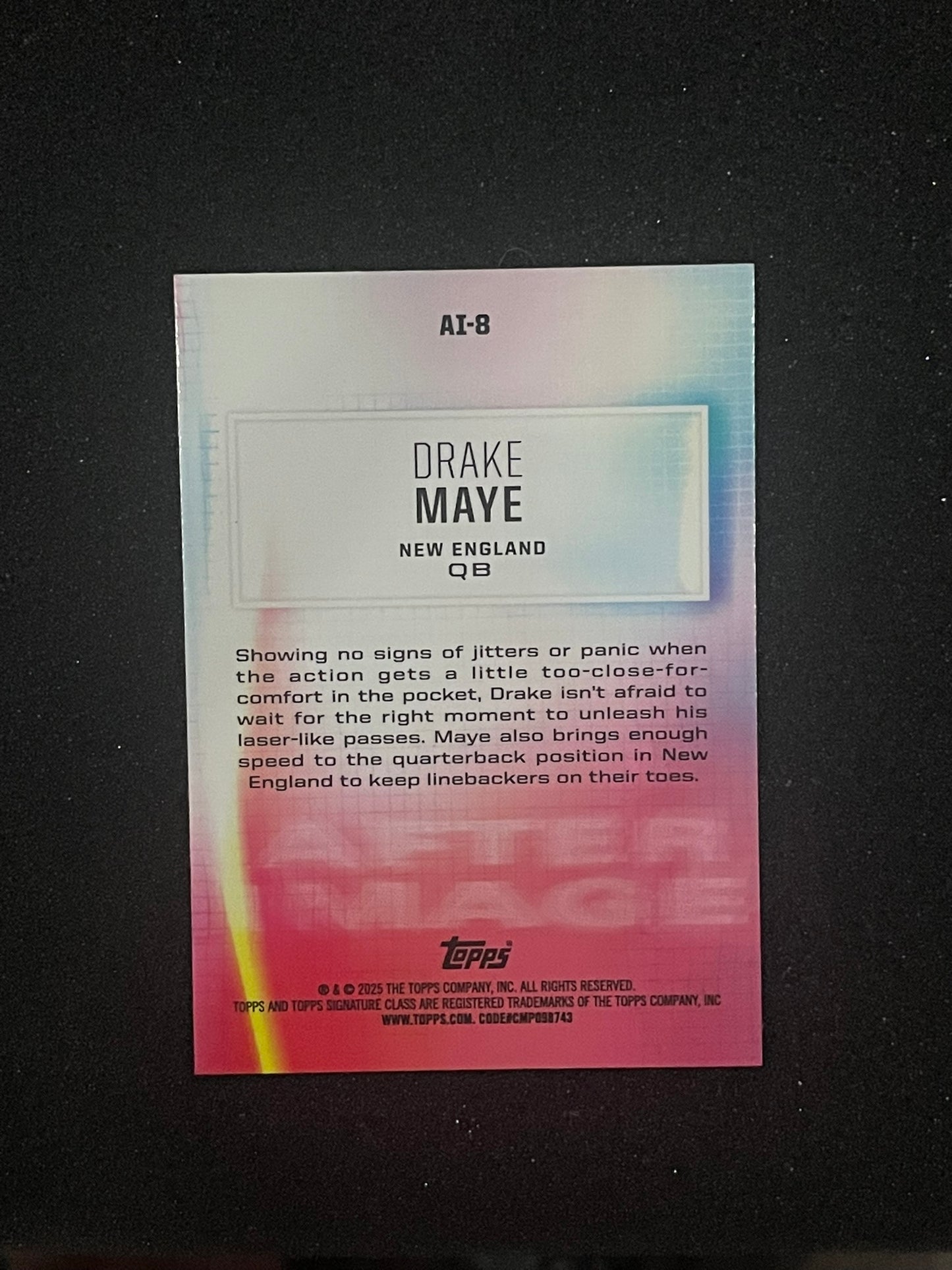 2024 Topps Signature Class Drake Maye "After Image" Rookie Insert – AI-8 | New England Patriots