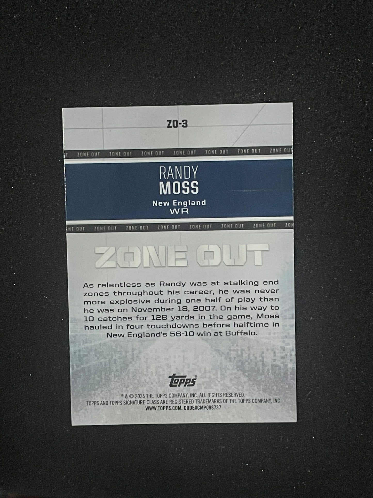 2024 Topps Signature Class "Total Touchdowns" Randy Moss Insert Card – Patriots – 157 TDs