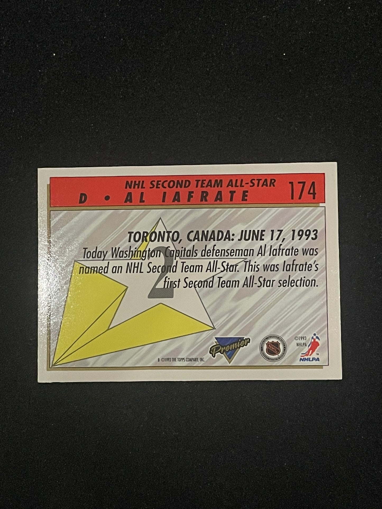 1993-94 Topps Premier Ray Bourque #172 NHL First Team All-Star Insert Hockey Card