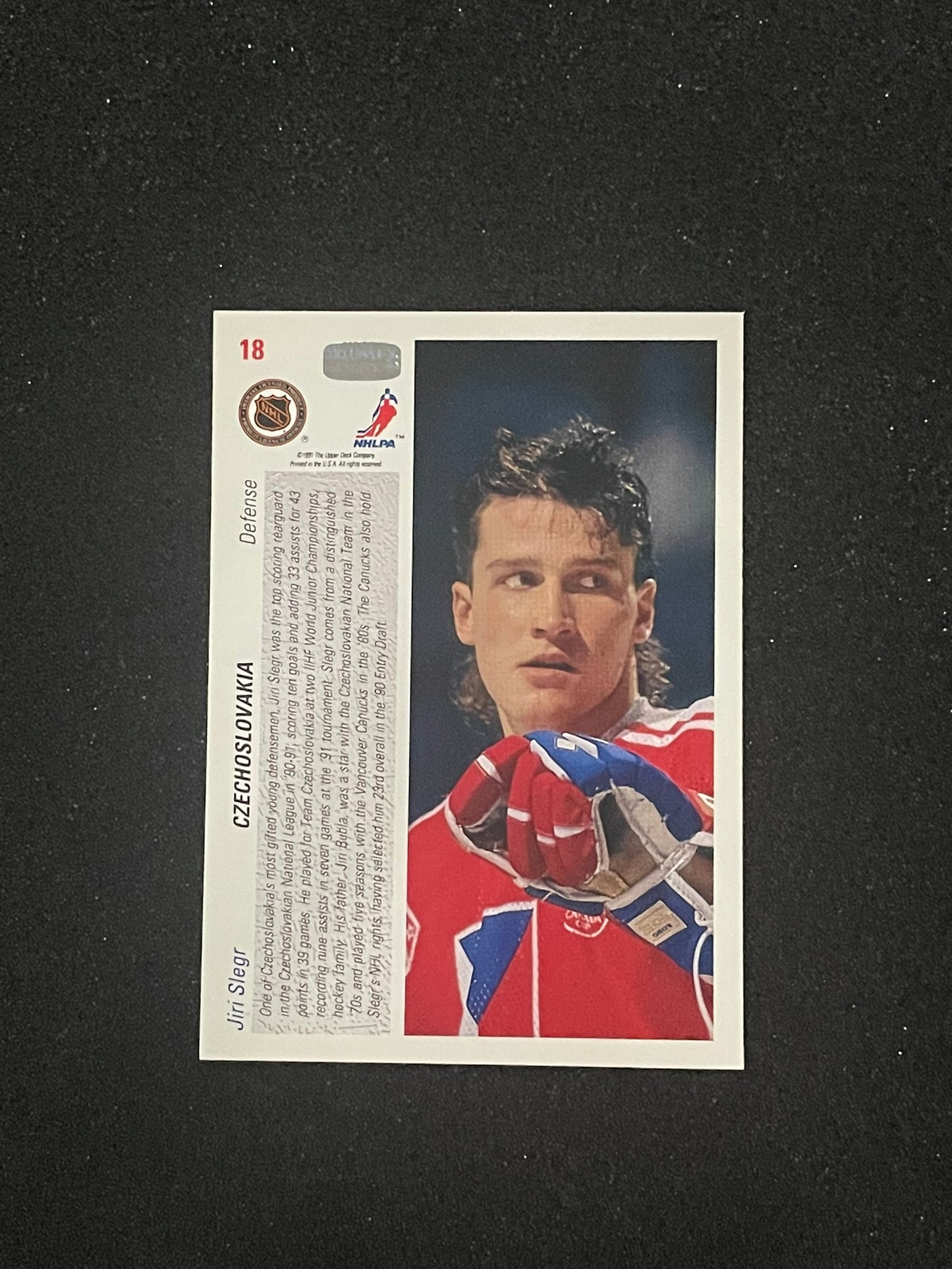 1991 Upper Deck Canada Cup Jiri Slegr Hockey Insert Card – Czechoslovakia