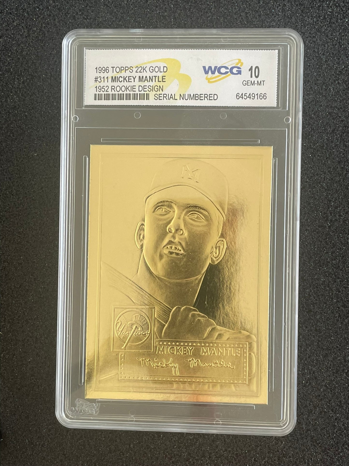 1996 Topps 22K Gold #311 Mickey Mantle – 1952 Rookie Design (WCG 10 GEM-MT)