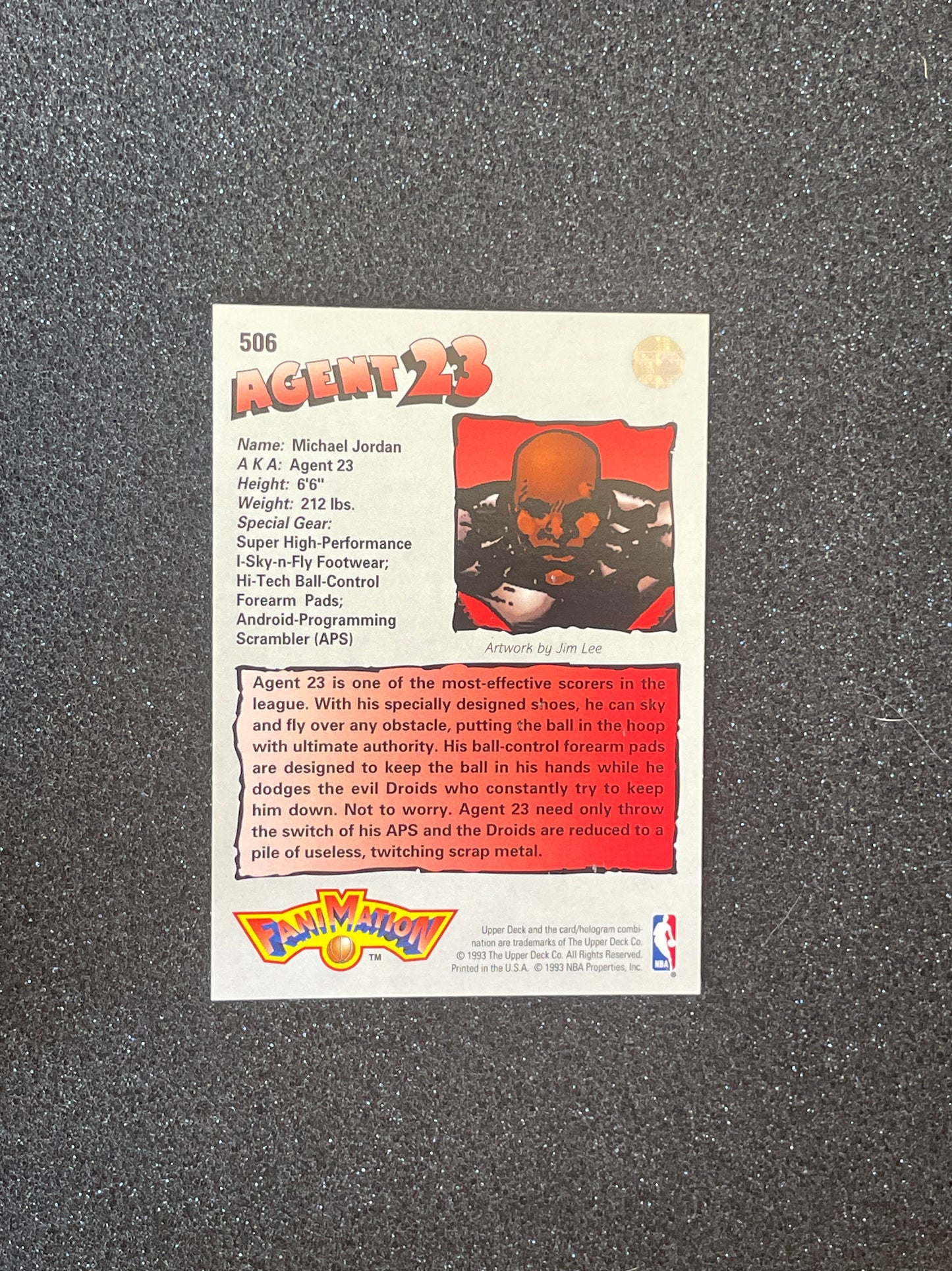 1992-93 Upper Deck Michael Jordan “Agent 23” Fanimation Insert #506 – Comic Art by Jim Lee