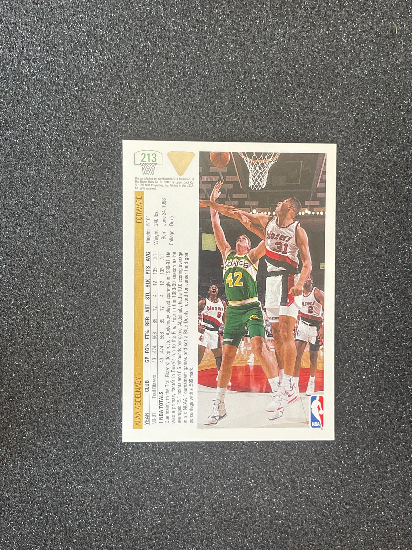 1991-92 Upper Deck Alaa Abdelnaby Basketball Card #213 – Portland Trail Blazers