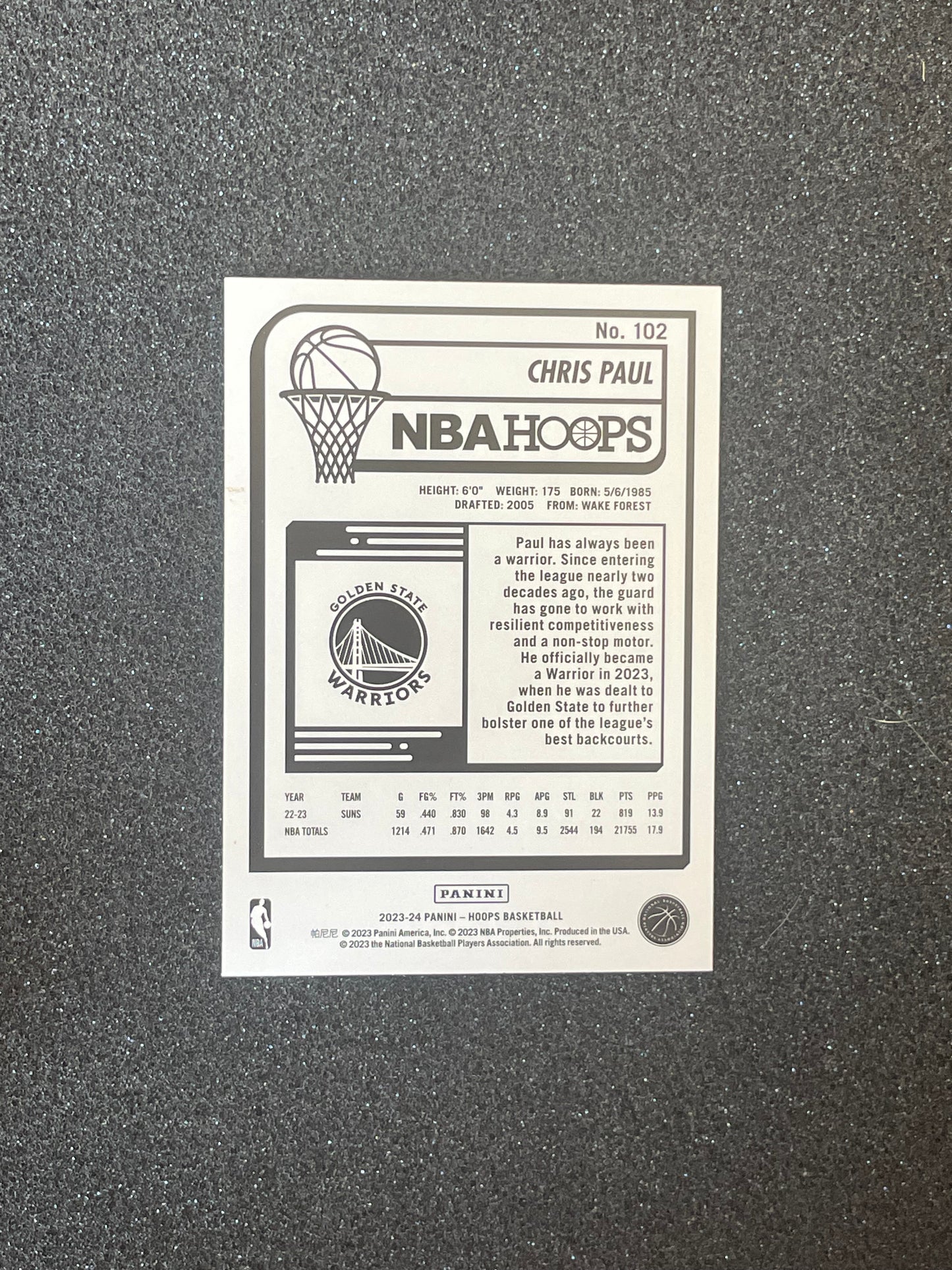 2023-24 NBA Hoops Chris Paul #102 Golden State Warriors Base Card