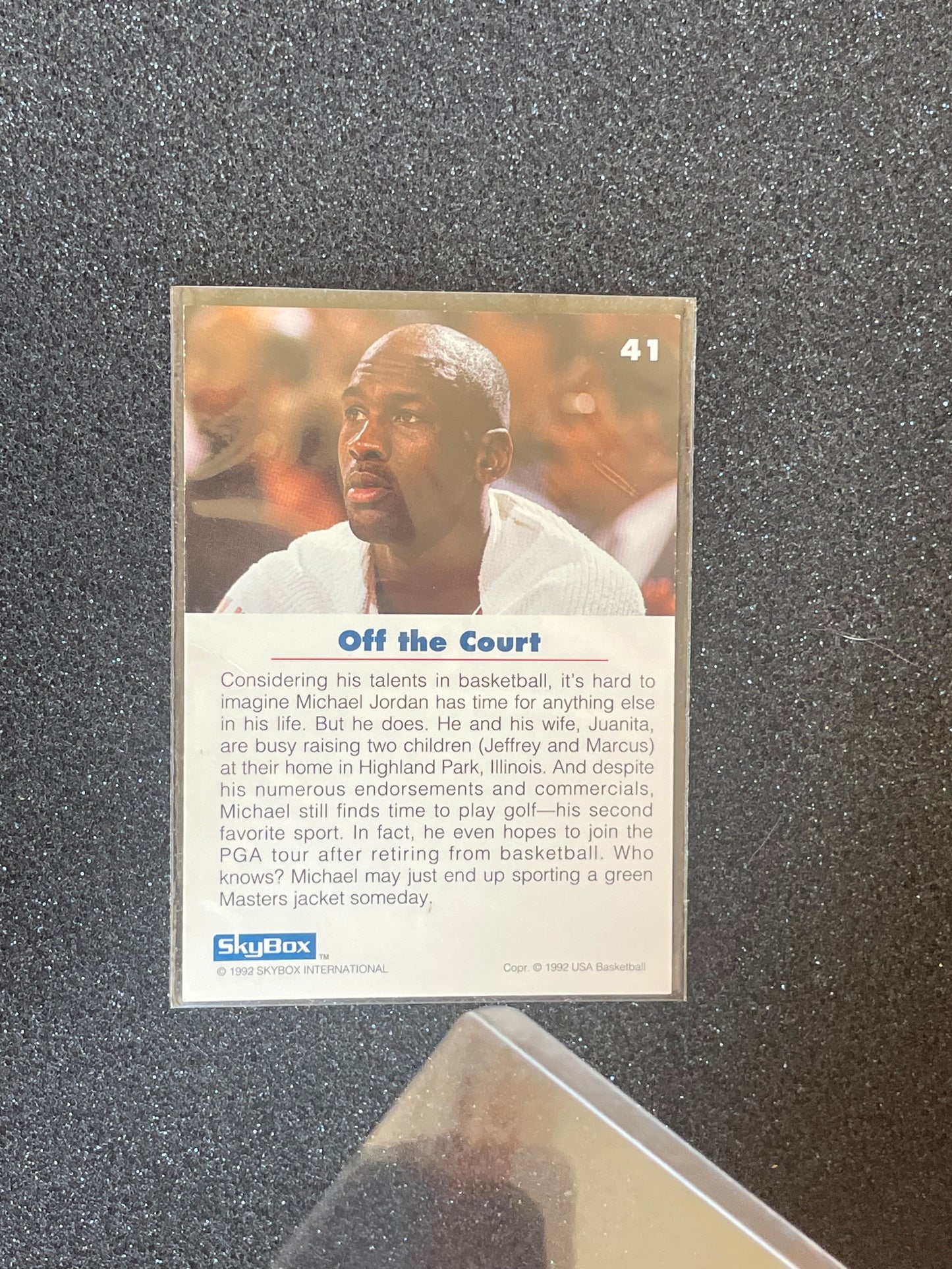 1992 SkyBox USA Basketball Michael Jordan “Off the Court” Insert – Chicago Bulls