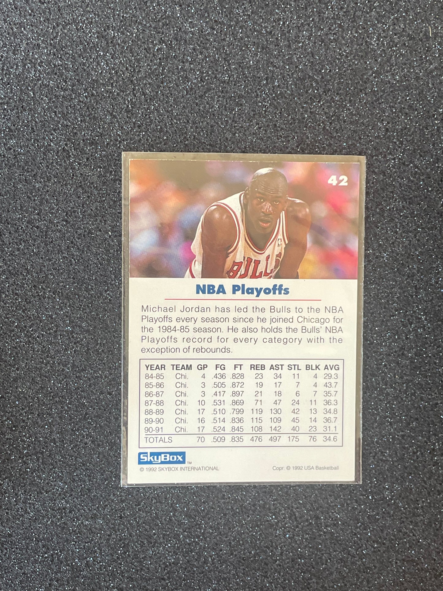 1992 SkyBox USA Basketball Michael Jordan #42 NBA Playoffs Insert – Chicago Bulls