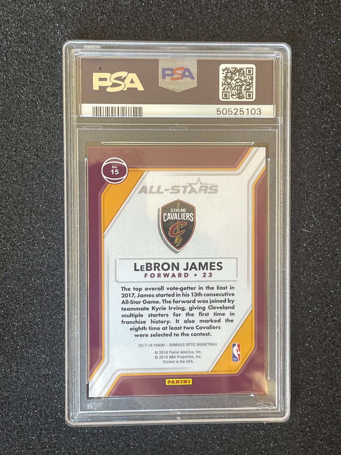 2017 Panini Donruss Optic All-Stars LeBron James #15 – PSA 9 Mint