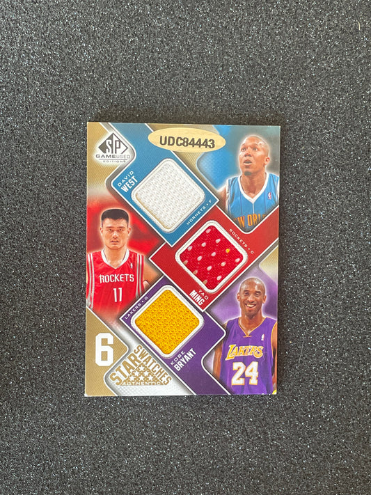 2007 SP Game Used 6 Star Swatches Basketball Card #64/65 — Kobe Bryant, Iverson, Nash, Yao Ming, Boozer, West