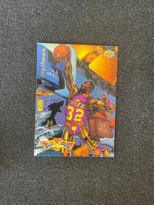 1992-93 Upper Deck Fanimation Karl Malone “The Mailman” Insert – NBA Comic Art Card