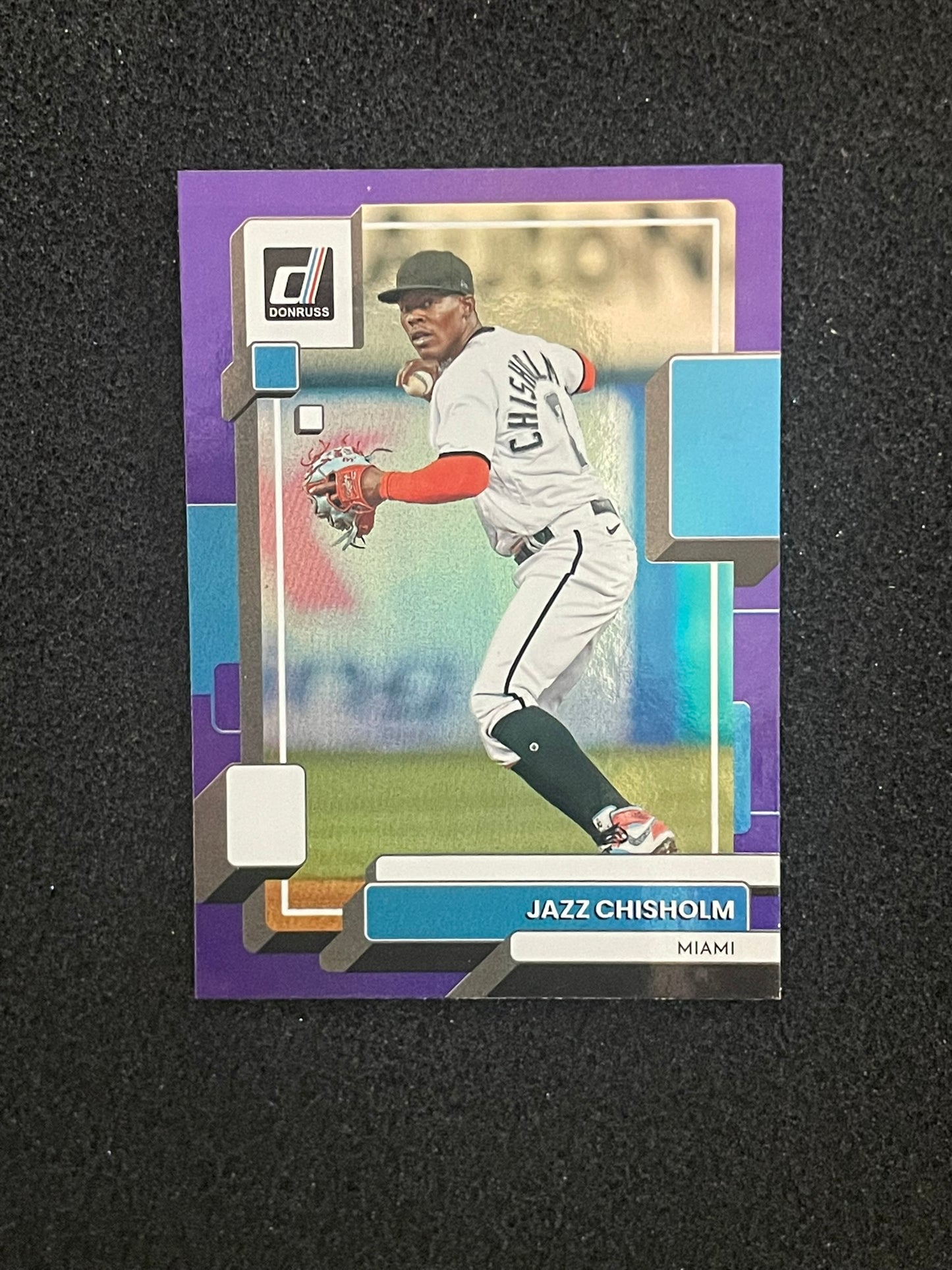 2022 Donruss Jazz Chisholm Jr. Purple Holo Parallel – Miami Marlins – Card #106