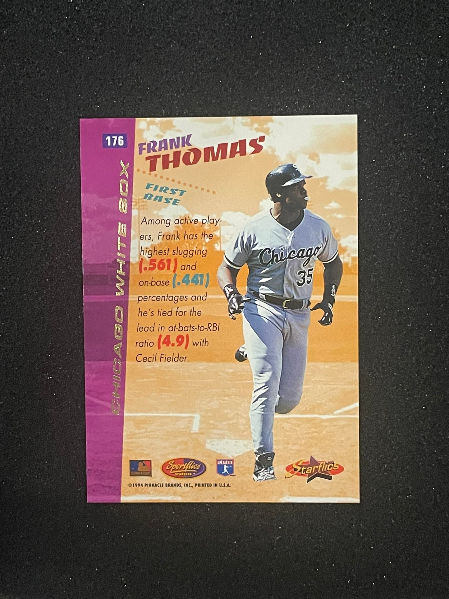 1994 Sportflics Starflics Frank Thomas #176 – Chicago White Sox – Insert Card