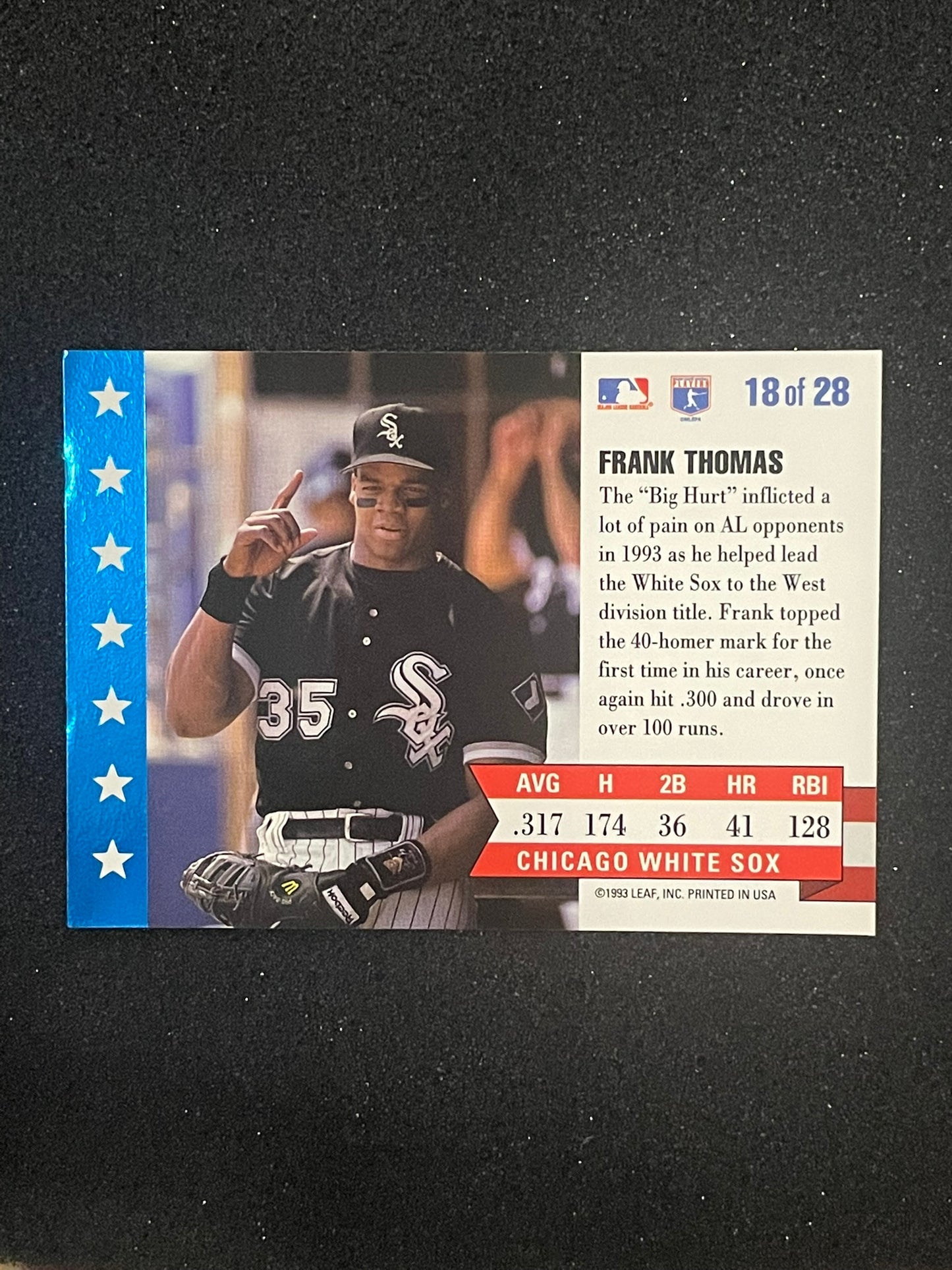 1993 Donruss MVP Frank Thomas #18 of 28 Insert – Chicago White Sox