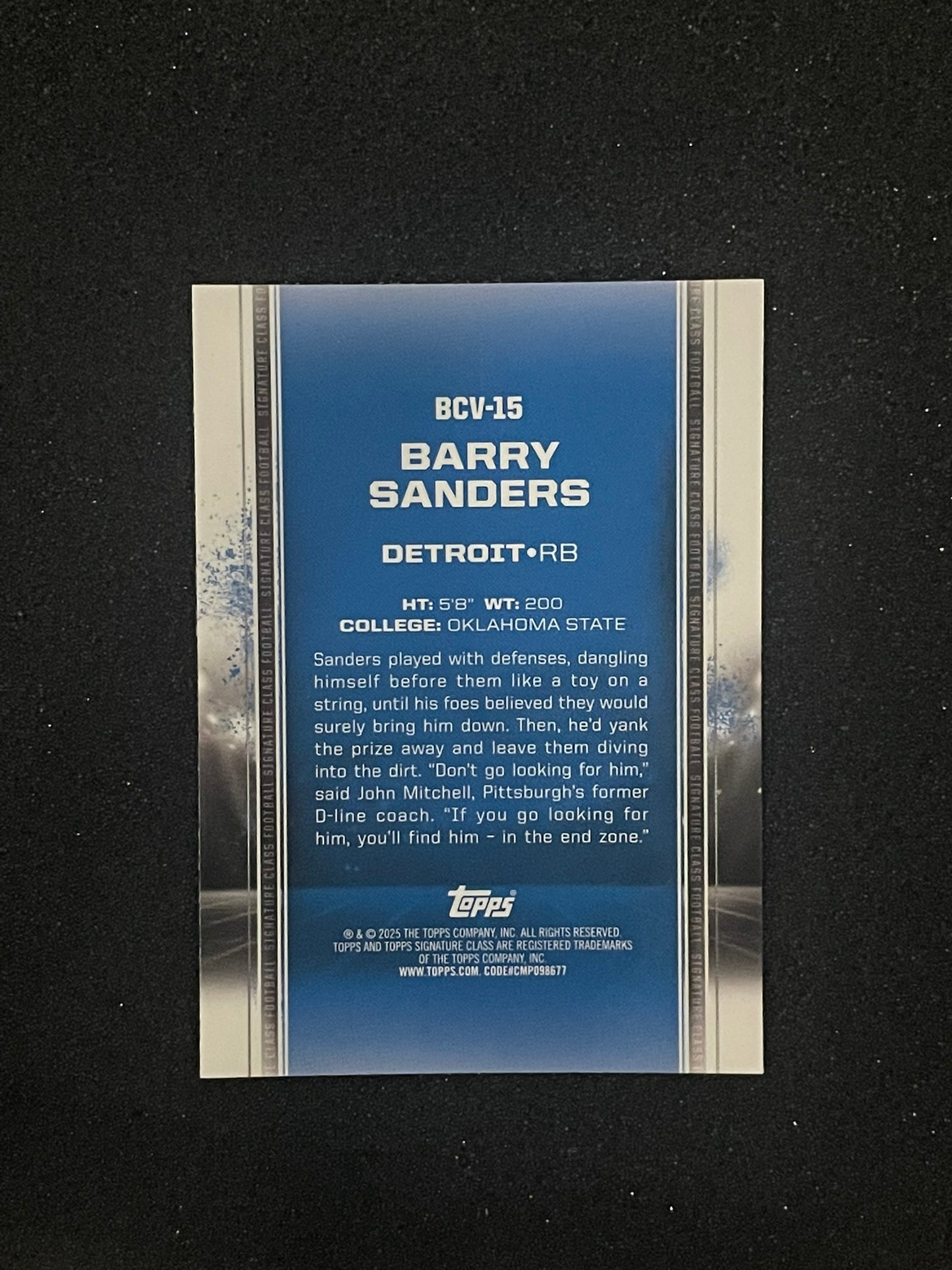 Barry Sanders 2025 Topps Signature Class Draft Class /250 – Detroit Lions Football Card