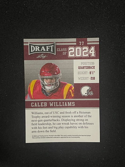 2023 Leaf Draft Caleb Williams “Class of 2024” Rookie Card – USC Trojans – Football