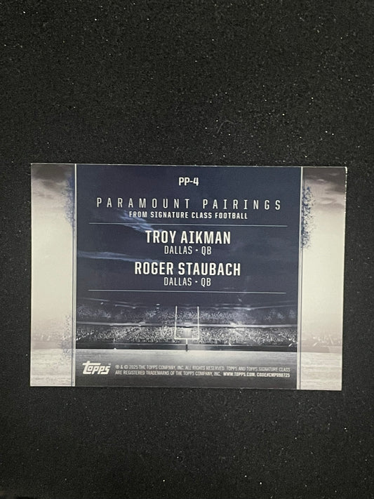 Troy Aikman & Roger Staubach 2024 Topps Paramount Pairings #PP-4 Insert – Dallas Cowboys