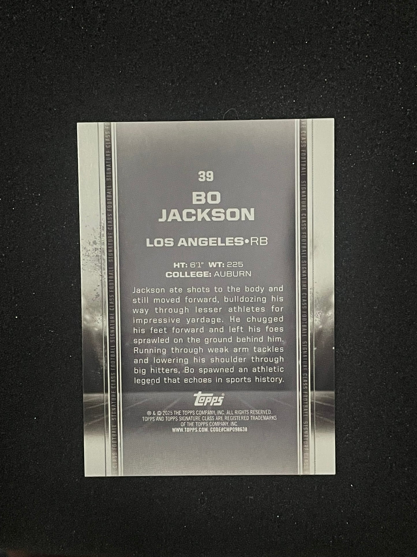 2025 Topps Signature Class Bo Jackson Draft Class Insert – Los Angeles Raiders – NFL Legend