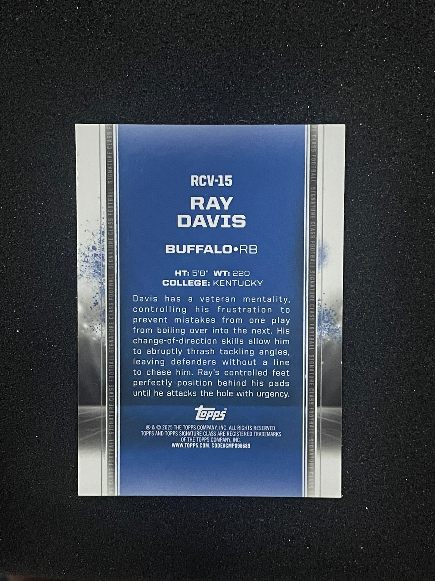 2024 Topps Signature Class Ray Davis Rookie Parallel Card – Buffalo RB | RCV-15