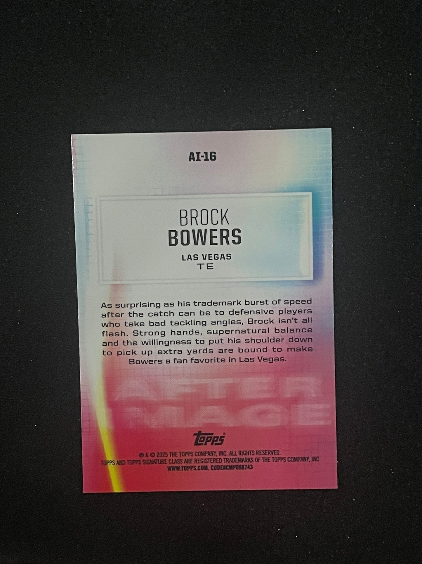 Brock Bowers 2024 Topps After Image RC Insert #AI-16 – Las Vegas Raiders Rookie Football Card