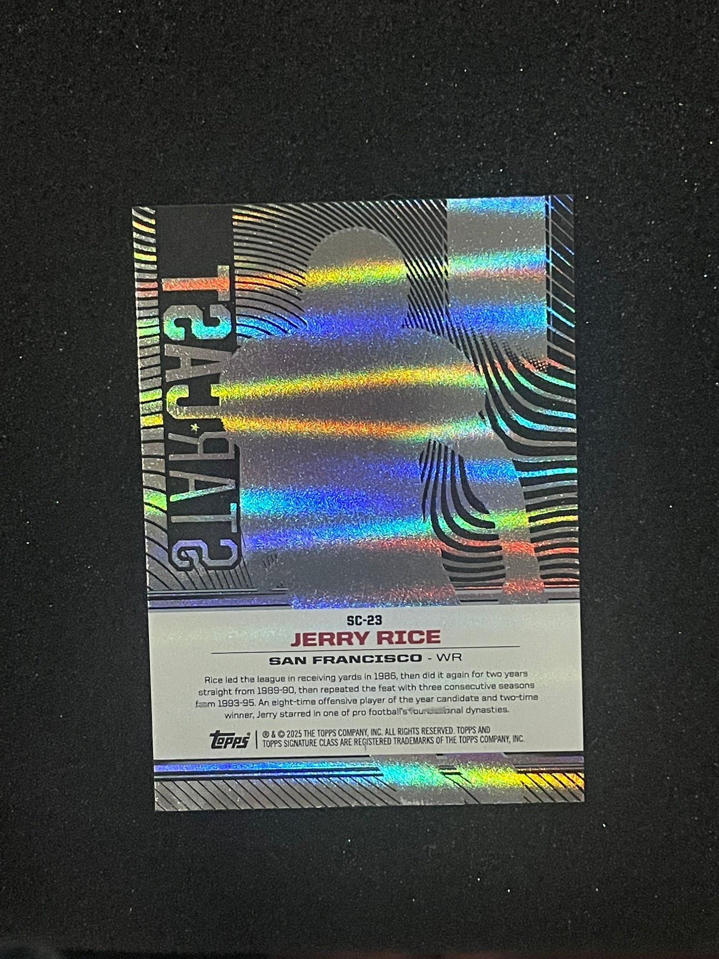 2025 Topps Starcast Jerry Rice Insert – San Francisco 49ers Holofoil Football Card