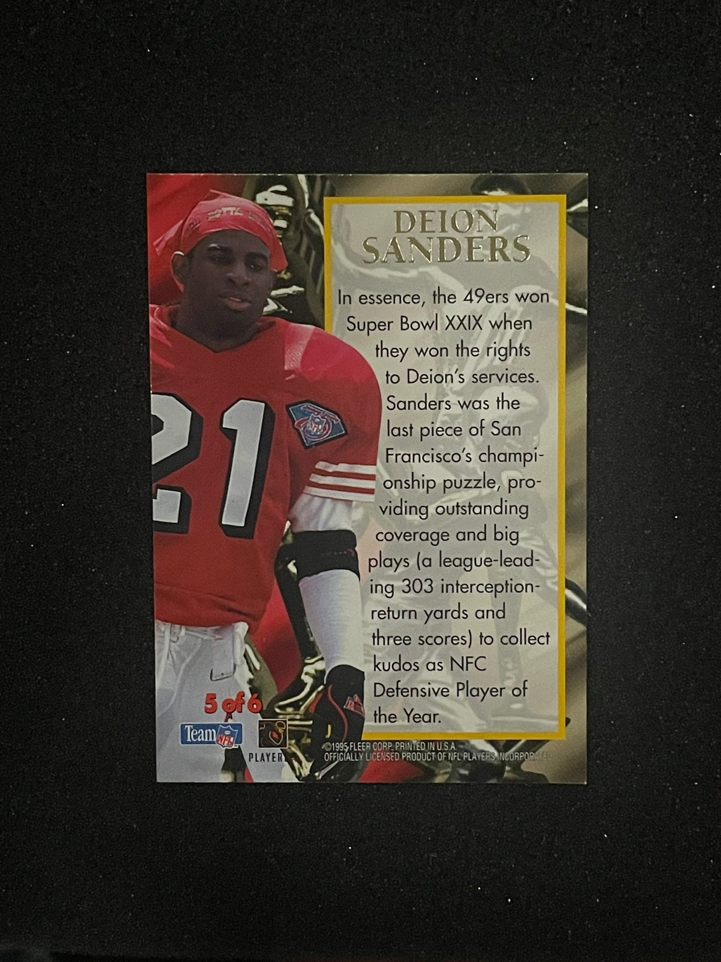 1995 Fleer Ultra Deion Sanders Award Winner #5 of 6 – San Francisco 49ers