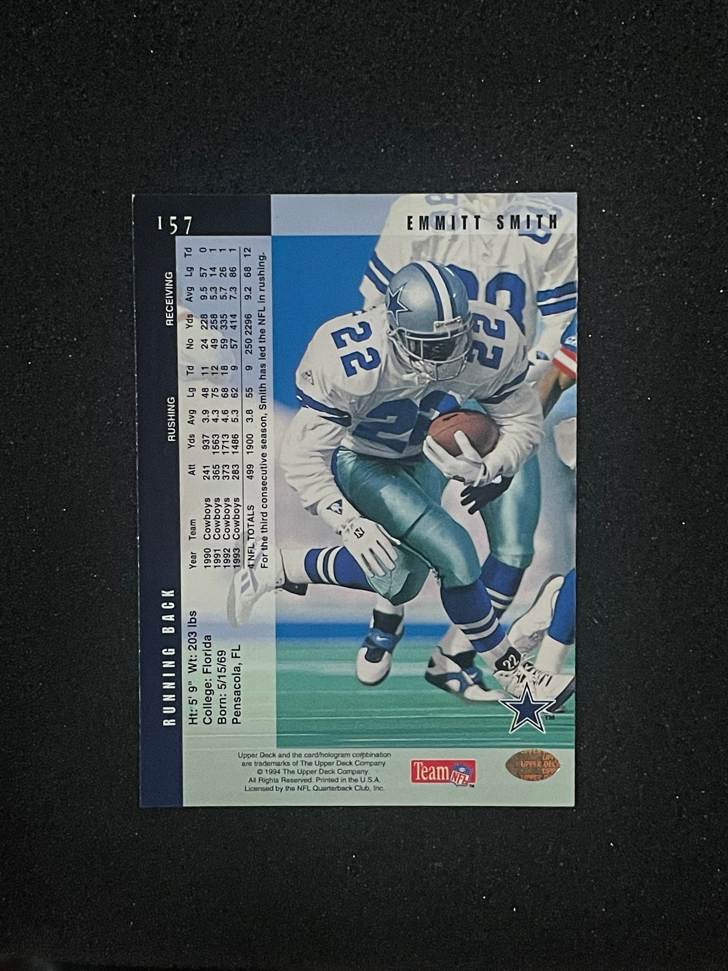 1994 Upper Deck Electric Emmitt Smith #157 Dallas Cowboys Football Card
