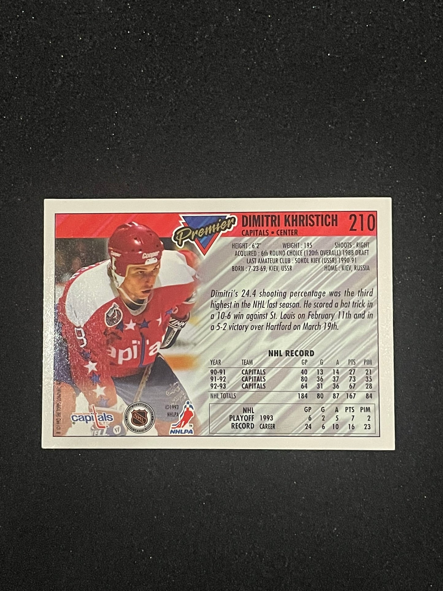1993 Topps Premier Dimitri Khristich #210 | Washington Capitals
