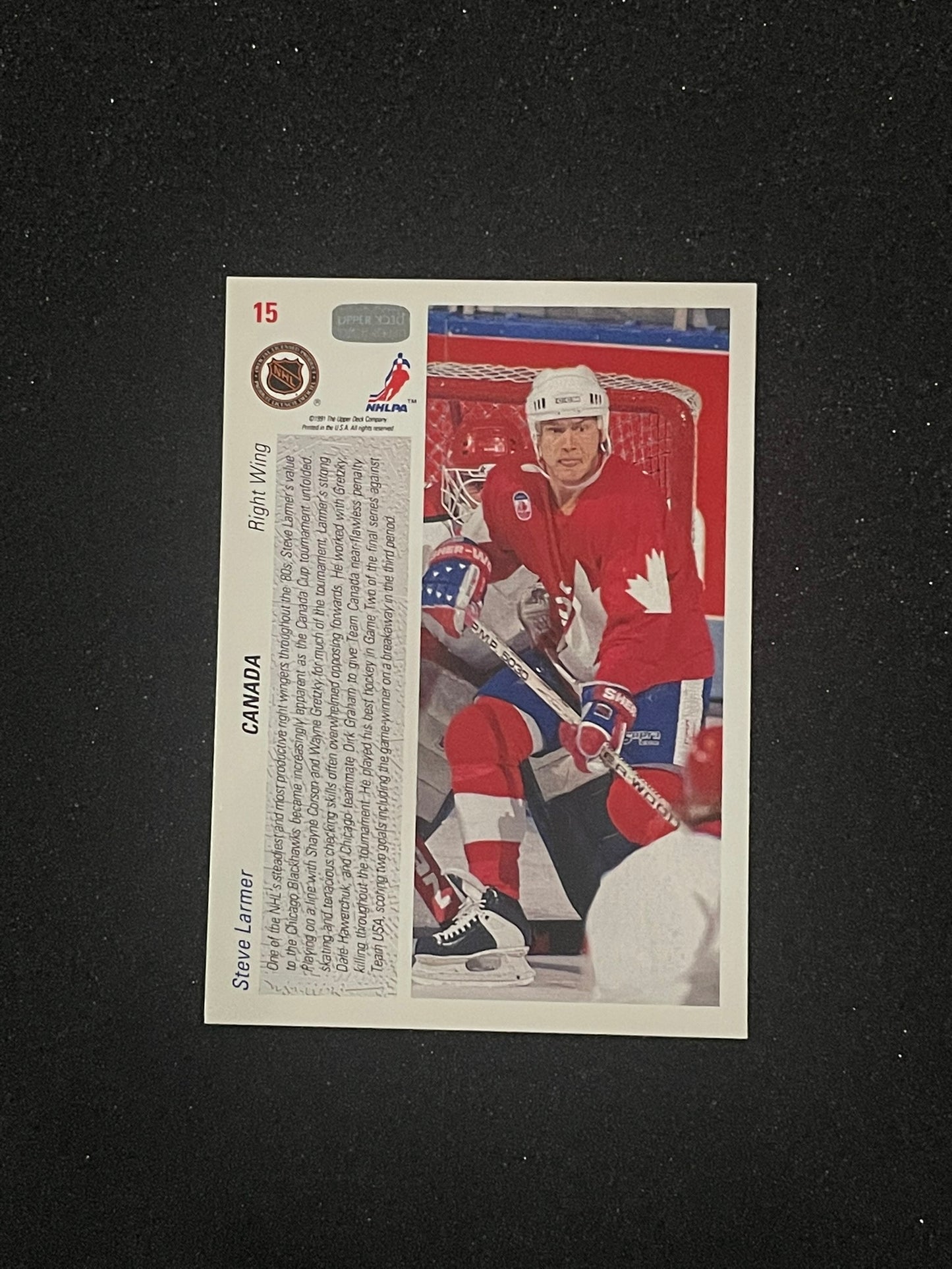 1992 Upper Deck Canada Cup Steve Larmer #15 Team Canada Hockey Card