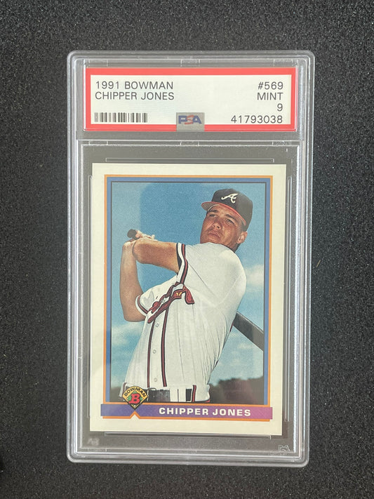 1991 Bowman #569 Chipper Jones Rookie Card (PSA 9 Mint)